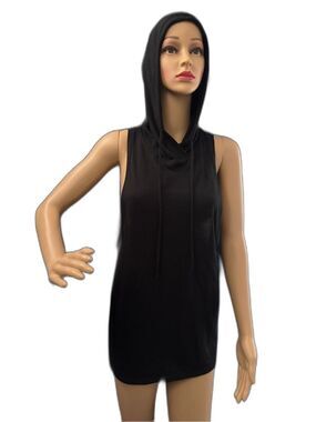 Victoria Sport Hooded Tank Dress Black Open Back Athleisure VS Women M